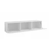 Comoda TV Suspendata Joy, 150x38x35 cm, Pal Melaminat, Front MDF cu Riflaj, Alb/Alb Lucios picture - 2