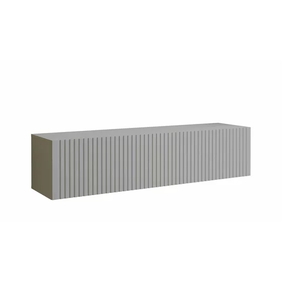 Comoda TV Suspendata Joy, 150x38x35 cm, Pal Melaminat, Front MDF cu Riflaj, Gri picture - 1