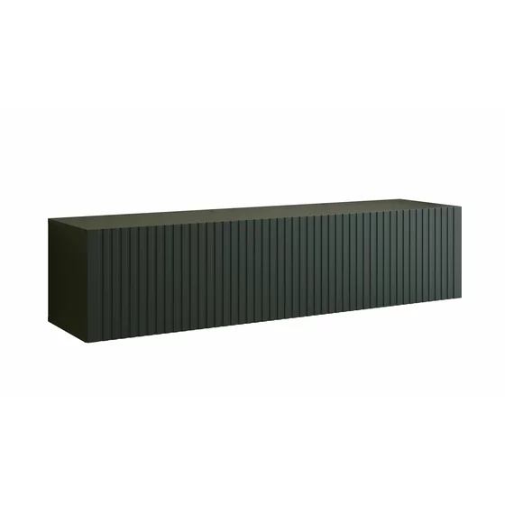 Comoda TV Suspendata Joy, 150x38x35 cm, Pal Melaminat, Front MDF cu Riflaj, Negru picture - 1