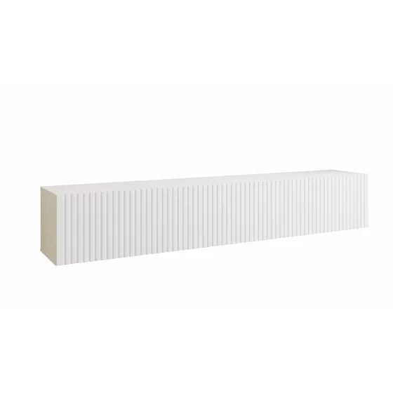 Comoda TV Suspendata Joy, 200x38x35 cm, Pal Melaminat, Front MDF cu Riflaj, Alb picture - 1