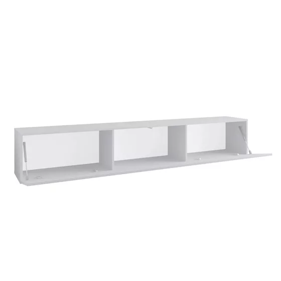 Comoda TV Suspendata Joy, 200x38x35 cm, Pal Melaminat, Front MDF cu Riflaj, Alb picture - 2