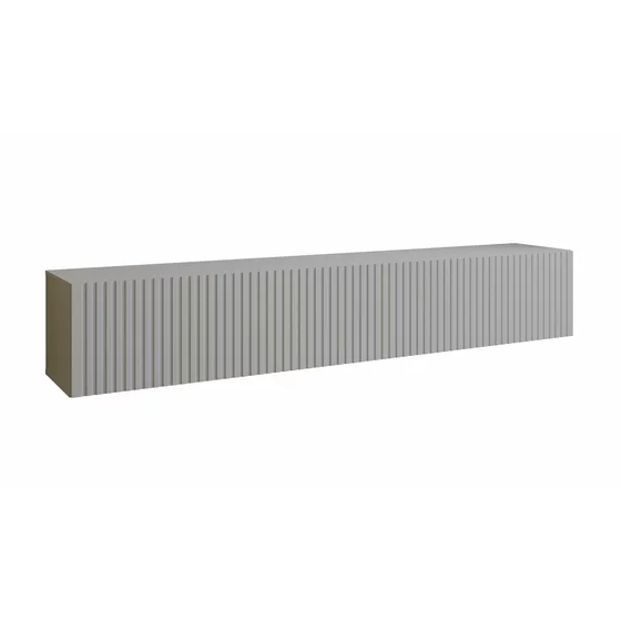 Comoda TV Suspendata Joy, 200x38x35 cm, Pal Melaminat, Front MDF cu Riflaj, Gri picture - 1