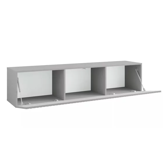 Comoda TV Suspendata Joy, 200x38x35 cm, Pal Melaminat, Front MDF cu Riflaj, Gri picture - 3