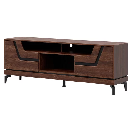 Comoda TV Vero VR01, 163.5x38.5x59.5 h cm, Pal Melaminat/MDF, Nuc Inchis picture - 2