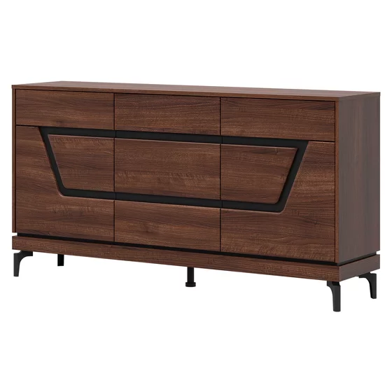 Comoda Vero 3 Usi + Sertar VR03, 163.5x38.5x86 h cm, Pal Melaminat/MDF, Nuc Inchis picture - 2