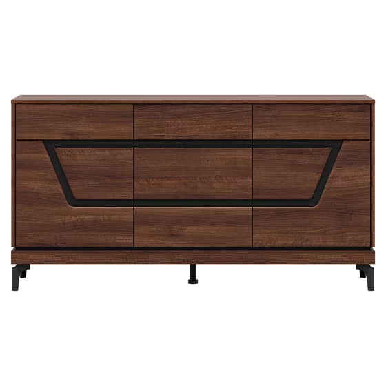 Comoda Vero 3 Usi + Sertar VR03, 163.5x38.5x86 h cm, Pal Melaminat/MDF, Nuc Inchis picture - 1