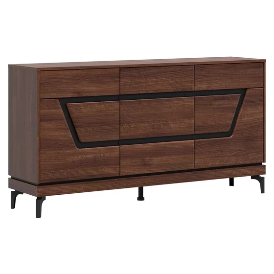 Comoda Vero 3 Usi + Sertar VR03, 163.5x38.5x86 h cm, Pal Melaminat/MDF, Nuc Inchis picture - 4