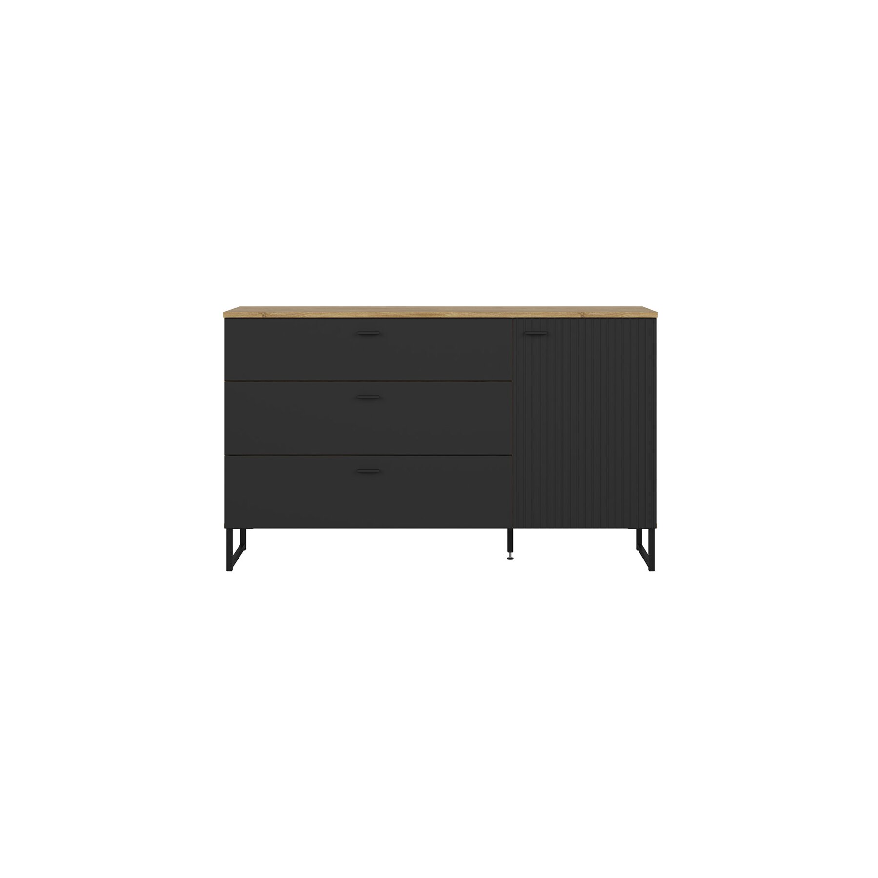 COMODA ZENDA S617-KOM1D3S/U-DWF/CA, 150X42X90.5 CM, STEJAR WATERFORD/NEGRU