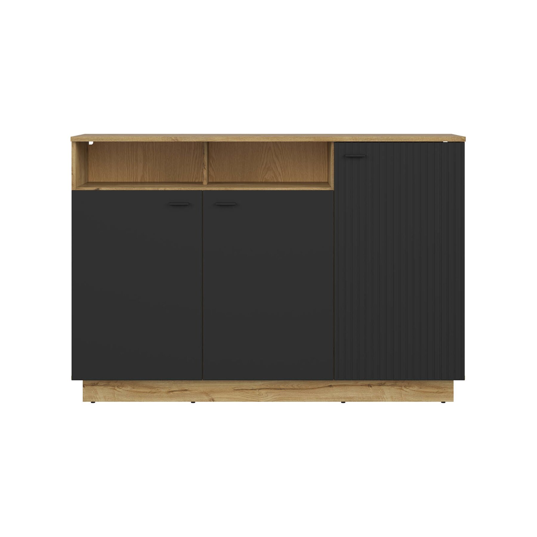 COMODA ZENDA S617-KOM3D/150-DWF/CA, 150X42X102.5 CM, STEJAR WATERFORD/NEGRU