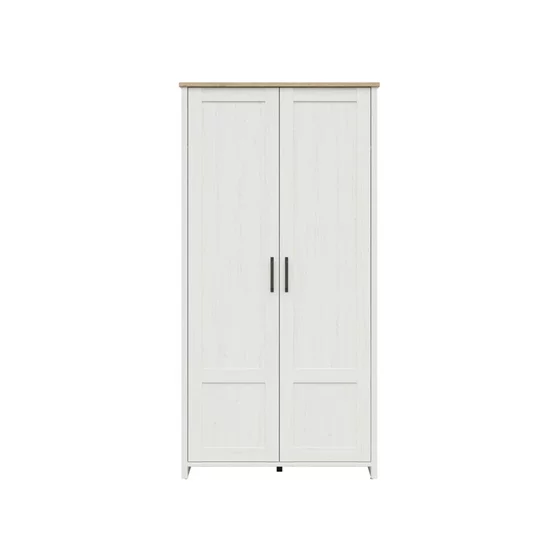 Dulap 2 Usi Loksa, 101.5x57x200.5 cm, Pal Melaminat, Pin Alb/ Stejar Gradson picture - 1