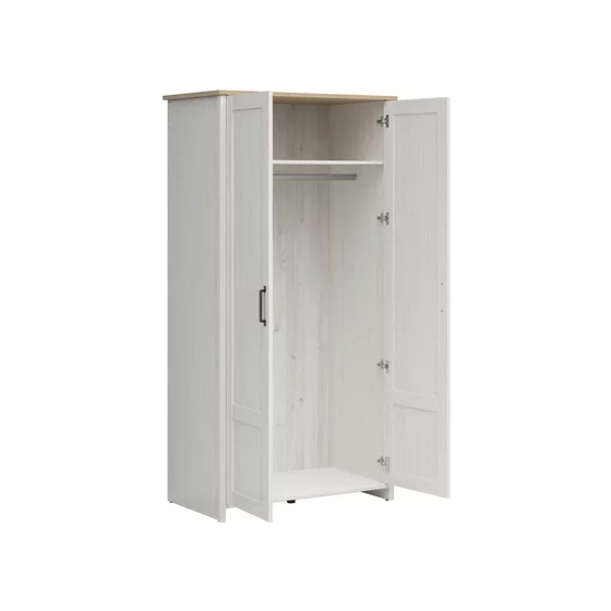 Dulap 2 Usi Loksa, 101.5x57x200.5 cm, Pal Melaminat, Pin Alb/ Stejar Gradson picture - 2