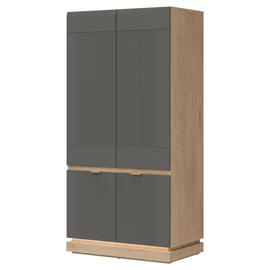 Dulap 2 Usi Milton ML08, 95x55.5x193.5 h cm, Pal Melaminat/MDF, Stejar Cremona/Gri