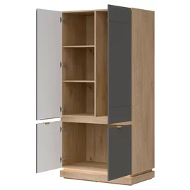 Dulap 2 Usi Milton ML08, 95x55.5x193.5 h cm, Pal Melaminat/MDF, Stejar Cremona/Gri