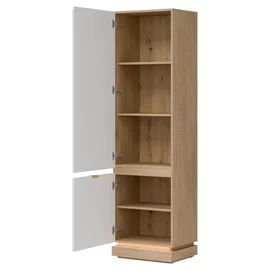 Dulap Cu Polite Milton ML07, 54.5x40.5x193.5 h cm, Pal Melaminat/MDF,  Stejar Cremona/Alb Mat