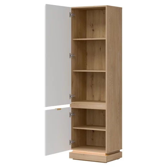 Dulap Cu Polite Milton ML07, 54.5x40.5x193.5 h cm, Pal Melaminat/MDF,  Stejar Cremona/Alb Mat picture - 2