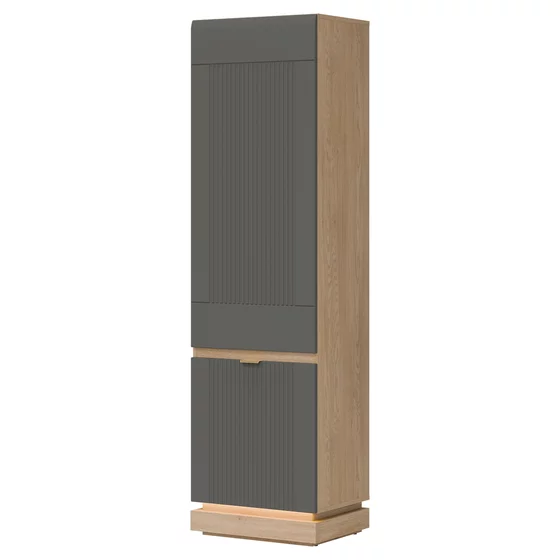 Dulap Cu Polite Milton ML07, 54.5x40.5x193.5 h cm, Pal Melaminat/MDF,  Stejar Cremona/Gri picture - 1