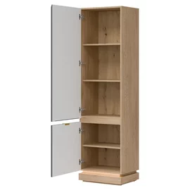 Dulap Cu Polite Milton ML07, 54.5x40.5x193.5 h cm, Pal Melaminat/MDF,  Stejar Cremona/Gri