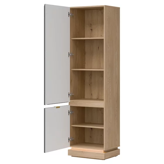 Dulap Cu Polite Milton ML07, 54.5x40.5x193.5 h cm, Pal Melaminat/MDF,  Stejar Cremona/Gri picture - 2