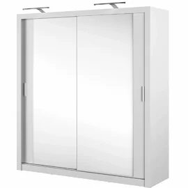 Dulap cu usi culisante IDEA ID-16, 200x60x215 cm, Pal Melaminat/Oglinda - Alb Mat