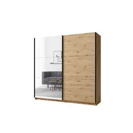 Dulap cu usi culisate Arsala, 201x62x207 cm, Stejar Artisan/Oglinda