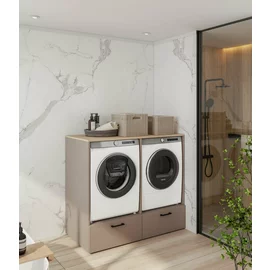 Dulap Dublu Pentru Masina De Spalat Rufe/Uscator, Rosa, 132x67x117, Pal Melaminat, Beige Congo
