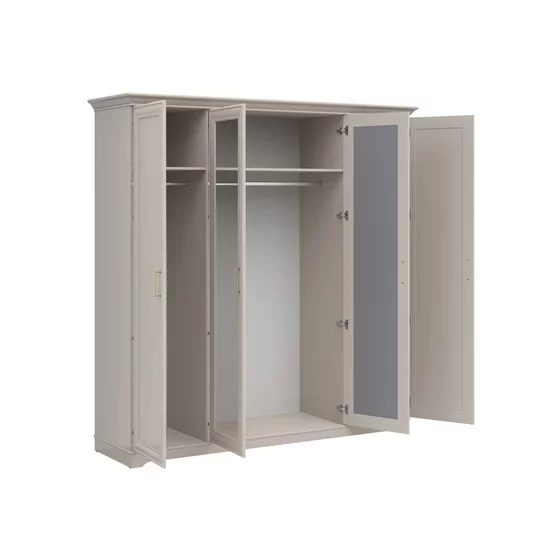 Dulap Flandra 4 Usi+Oglinda, 209.5x61x216 h cm, Pal Melaminat/MDF, Casmir/Stejar Mauvella picture - 3