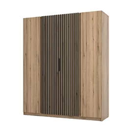 Dulap KAJA 4 Usi,  EV/EV-BL 2F 2LAM , 200x61.9x239 cm, Stejar Evoke/Stejar Evoke si Negru