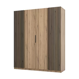 Dulap KAJA 4 Usi - EV/EV-BL 2LAM 2F, 200x61.9x239 cm, Stejar Evoke/Stejar Evoke si Negru