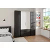 Dulap KAJA 4 Usi + 3 Sertare, BL/BL 2F 2 LUSTRO 3S, 200x61.9x239 cm, Negru/Oglinda picture - 1