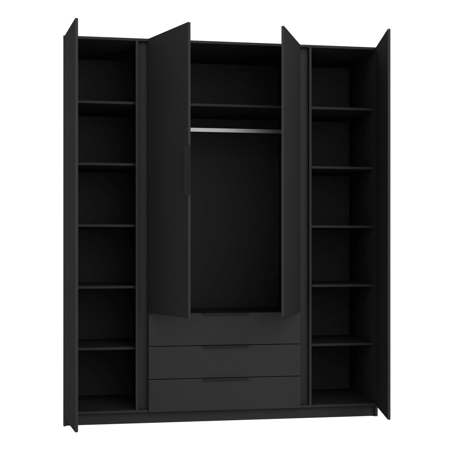 Dulap KAJA 4 Usi + 3 Sertare, BL/BL-EV 2LAM 2F 3S, 200x61.9x239 cm
