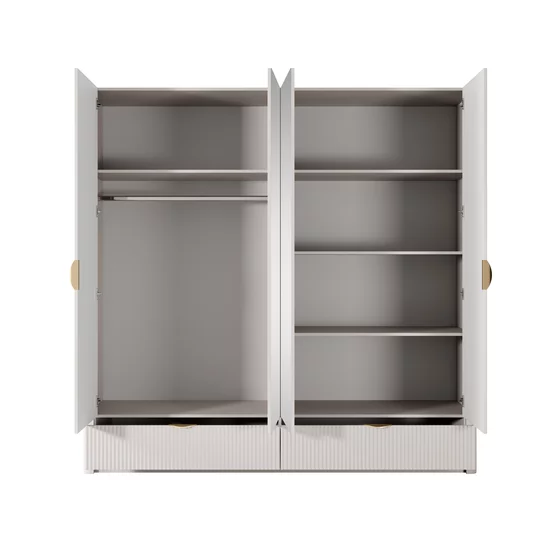 Dulap Lante 4 Usi + 2 Sertare,  213x54.6x208.4  cm, MDF, Beige picture - 3