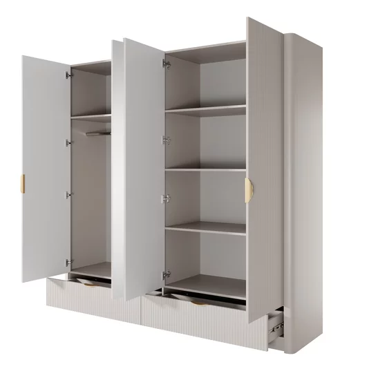 Dulap Lante 4 Usi + 2 Sertare,  213x54.6x208.4  cm, MDF, Beige picture - 5