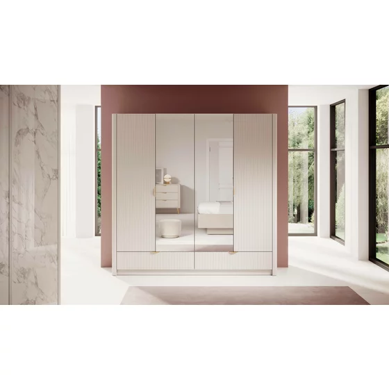 Dulap Lante 4 Usi + 2 Sertare,  213x54.6x208.4  cm, MDF, Beige picture - 2