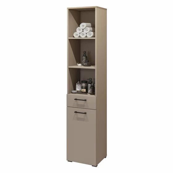 Dulap Pentru Baie Cu Usa Rabatabila si Sertar, Rosa, 40x40x197, Pal Melaminat, Beige Congo picture - 3