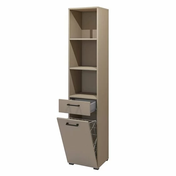 Dulap Pentru Baie Cu Usa Rabatabila si Sertar, Rosa, 40x40x197, Pal Melaminat, Beige Congo picture - 4