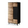 Dulap Rogan S1, 90x55x182 cm, Negru/Stejar Wotan picture - 1