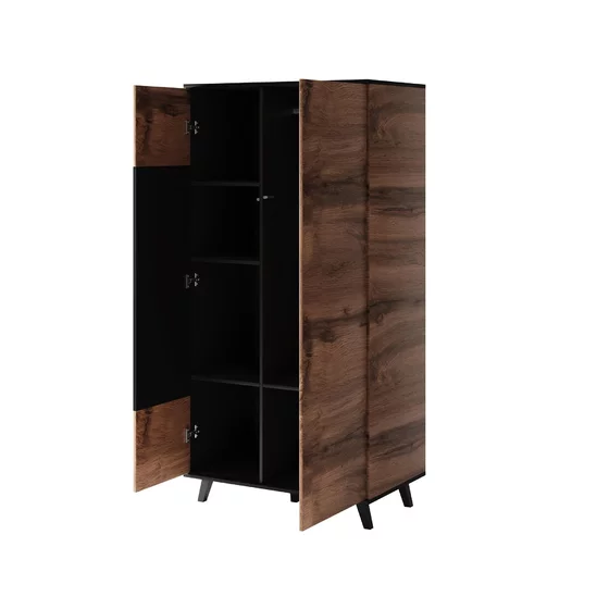 Dulap Rogan S1, 90x55x182 cm, Negru/Stejar Wotan picture - 3