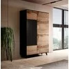Dulap Rogan S1, 90x55x182 cm, Negru/Stejar Wotan picture - 4