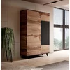 Dulap Rogan S1, 90x55x182 cm, Negru/Stejar Wotan picture - 5