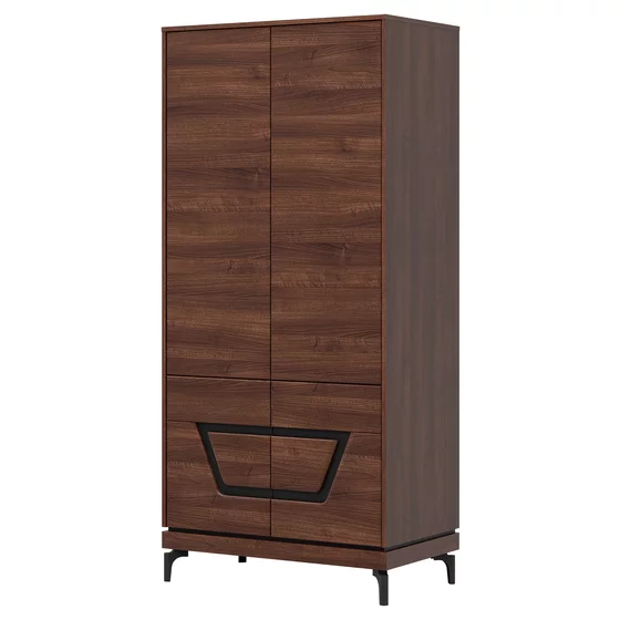 Dulap Vero 4 Usi VR09, 92x53.5x198 h cm, Pal Melaminat/MDF, Nuc Inchis picture - 3