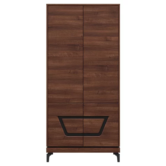 Dulap Vero 4 Usi VR09, 92x53.5x198 h cm, Pal Melaminat/MDF, Nuc Inchis picture - 1