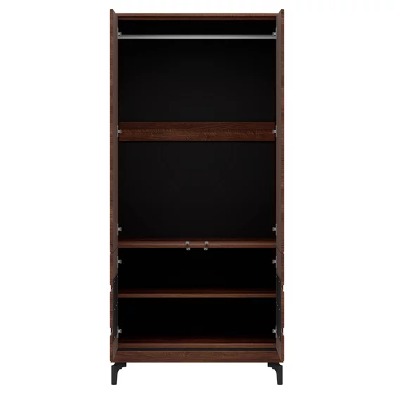 Dulap Vero 4 Usi VR09, 92x53.5x198 h cm, Pal Melaminat/MDF, Nuc Inchis picture - 4