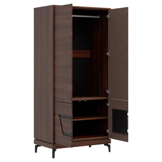 Dulap Vero 4 Usi VR09, 92x53.5x198 h cm, Pal Melaminat/MDF, Nuc Inchis picture - 5