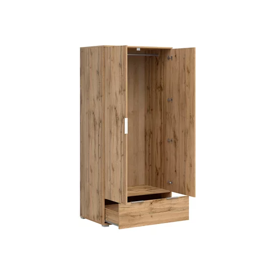 Dulap Zele SZF2D1S, 90.5x56.5x195 cm, Pal Melaminat, Stejar Wotan picture - 2