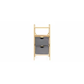 Etajera cu 2 Cosuri, Rollen, 44x34x96 cm, Bambus/Stofa, Natur/Gri