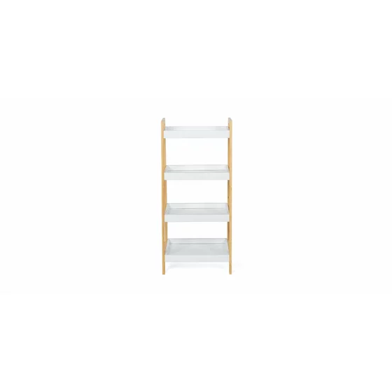 Etajera cu 4 rafturi,  Alis 11266, 39x29.5x85 cm, Bambus/MDF, Alb/Natur picture - 1