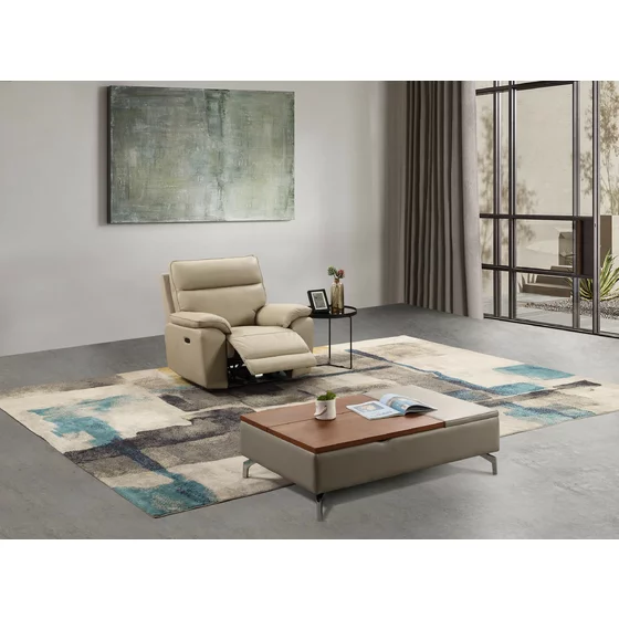 Fotoliu cu Recliner Electric Klause, 101x93x101 CM, Piele Naturala, Cappuccino picture - 1