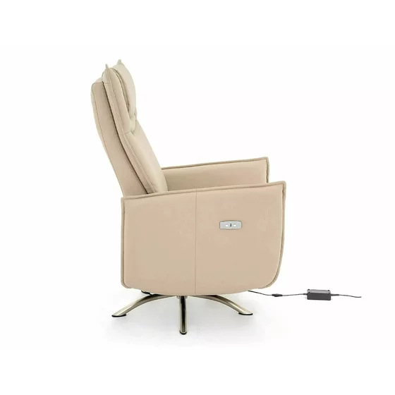 Fotoliu cu Recliner Electric Notos, 72x83-160x116 cm, Piele Sintetica, Beige picture - 3