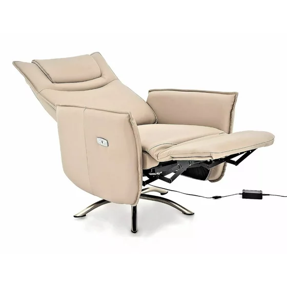 Fotoliu cu Recliner Electric Notos, 72x83-160x116 cm, Piele Sintetica, Beige picture - 2