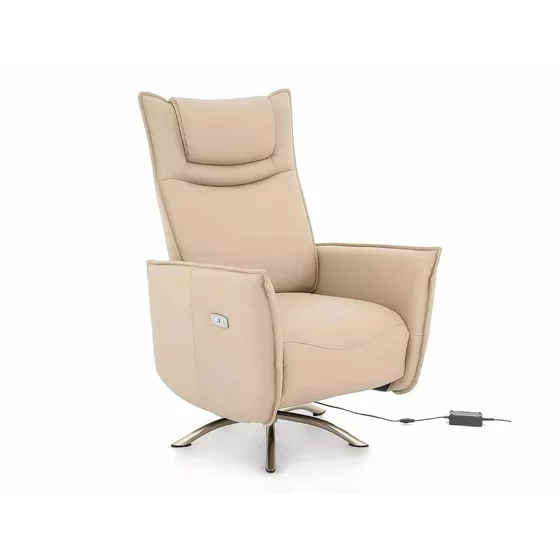 Fotoliu cu Recliner Electric Notos, 72x83-160x116 cm, Piele Sintetica, Beige picture - 6